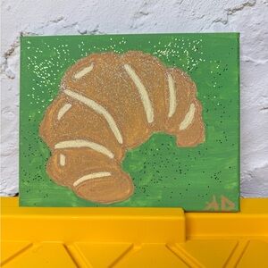 Green and Brown Croissant Canvas Art